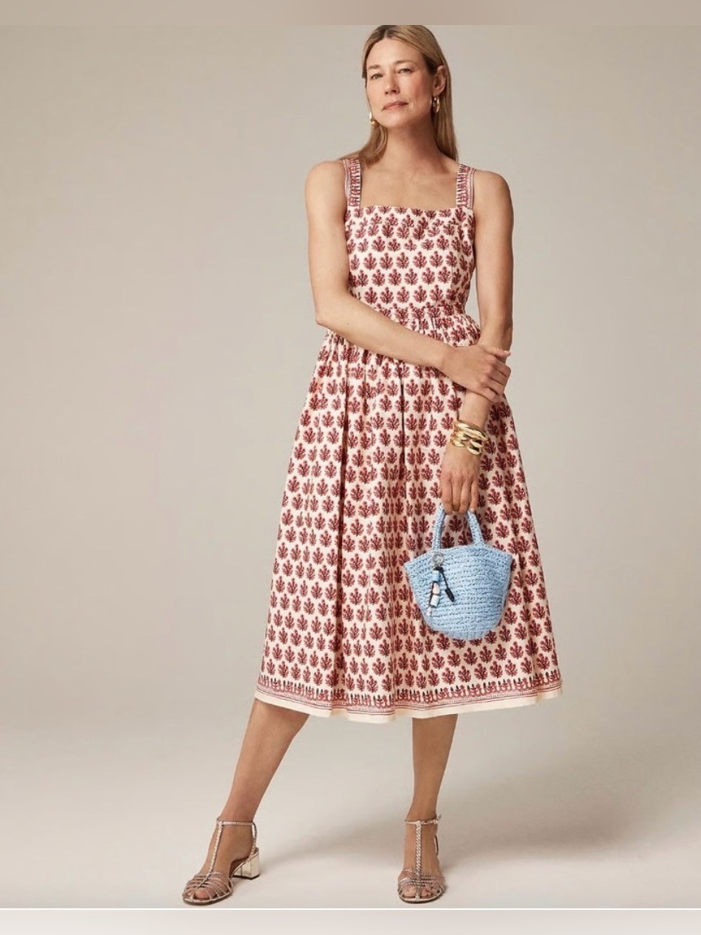 J Crew Embroidered apron dress in block print size 00 NWT
